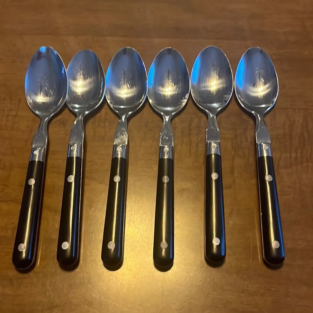 Washington Forge Mardi Gras Black Stainless‎ Soup Spoon 6 Silverware flatware